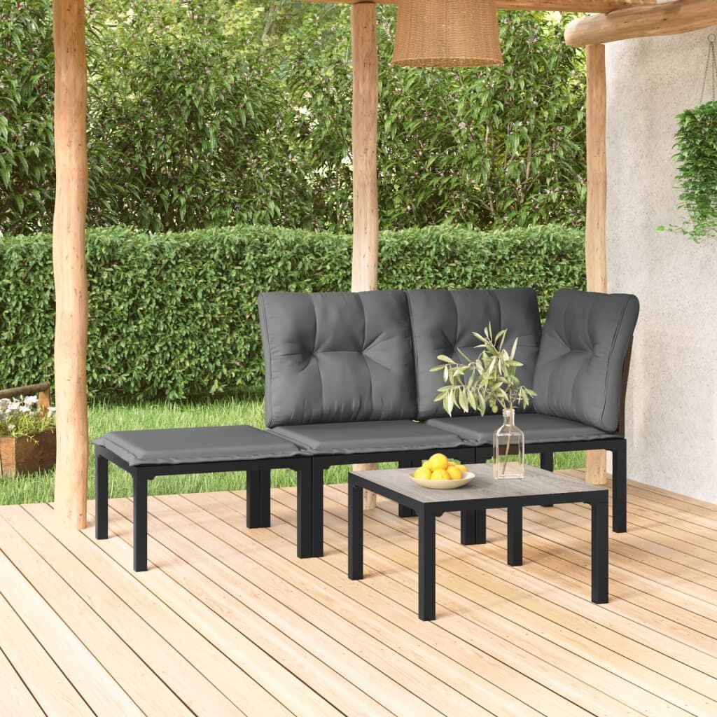 Vidaxl Set De Muebles De Jardín 4 Piezas Ratán Sintético Negro Y Gris_1