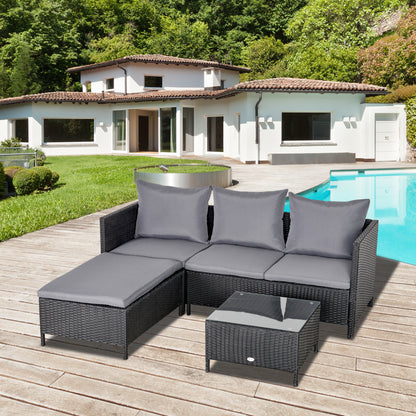 Outsunny Conjunto De Muebles De Jardín De Ratán Con Cojines Acolchados Metal_1