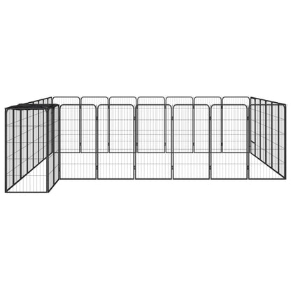 Jaula Perros 30 Paneles Acero Recubierto Polvo Negro 50x100cm_2