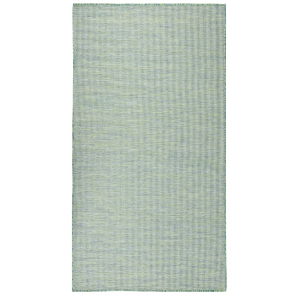 Alfombra De Exterior De Tejido Plano Turquesa 140x200 Cm_1