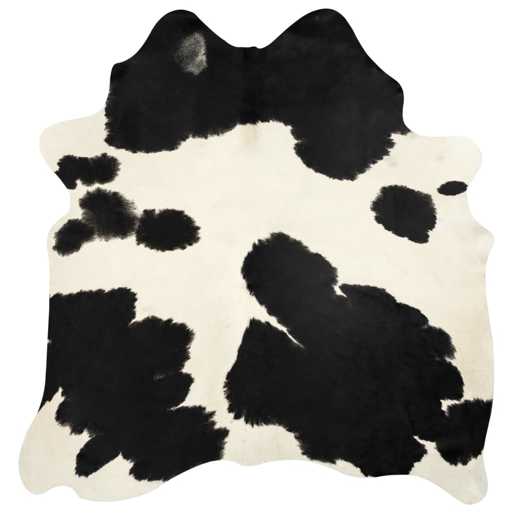 Alfombra De Piel De Vaca Real Negro Y Blanco 150x170 Cm / Vetonek_4
