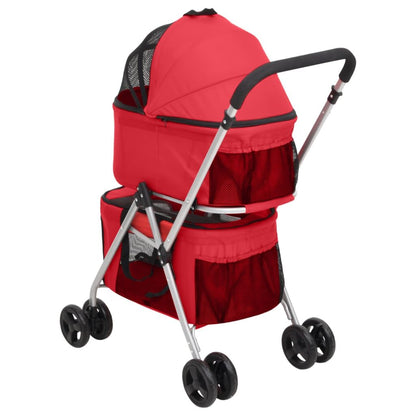 Vidaxl Cochecito Doble De Perros Plegable Tela Oxford Rojo 83x48x97 Cm_4