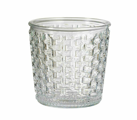 Macetero De Cristal Con Relieve 13.5x13.5cm