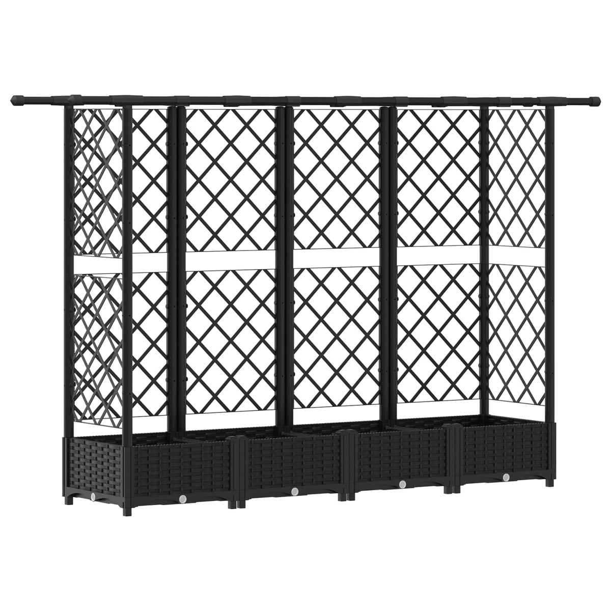 Cama Elevada Con Trellis Y Techo Negro 202,5 X 40 X 121 Cm Pp_0