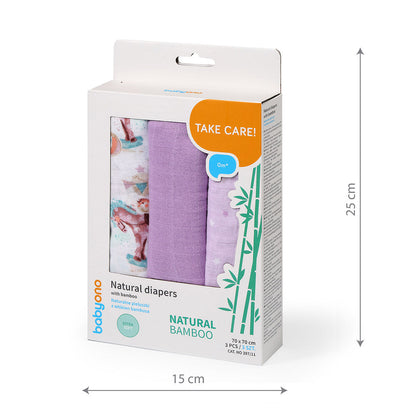 Pack 3 Muselinas Bambú Organico 70x70 Cm Lila_1