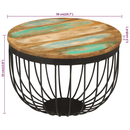 Mesa De Centro Madera Maciza Reciclada Y Acero Ø50x35 Cm_4