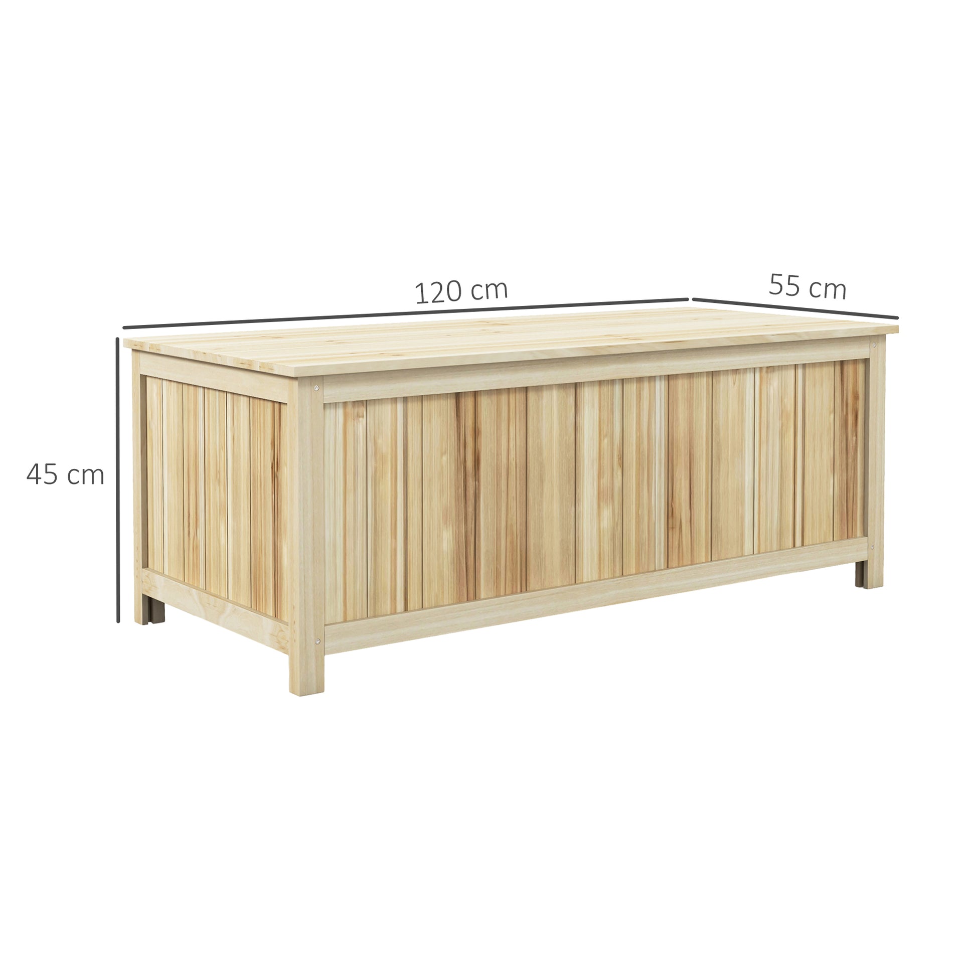 Outsunny Arcón Exterior De Madera 172 L Con Tapa Abatible Madera Natural_2