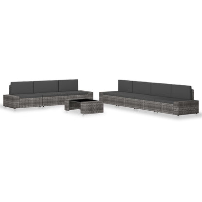 Juego De Muebles De Jardín 8 Piezas Ratán Sintético Gris / Vetonek_3