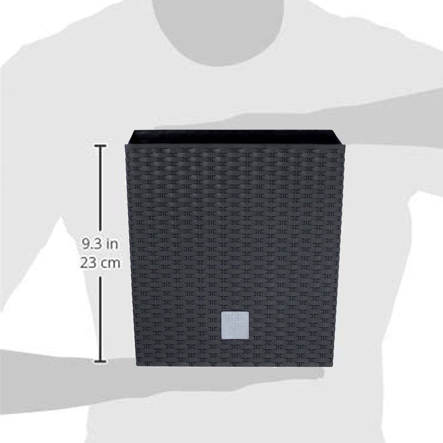 Maceta Rato 10 Litros Con Cubilete Para Plantar En Color Antracita 22,3 X 22,3 X 22,8 Cm._1