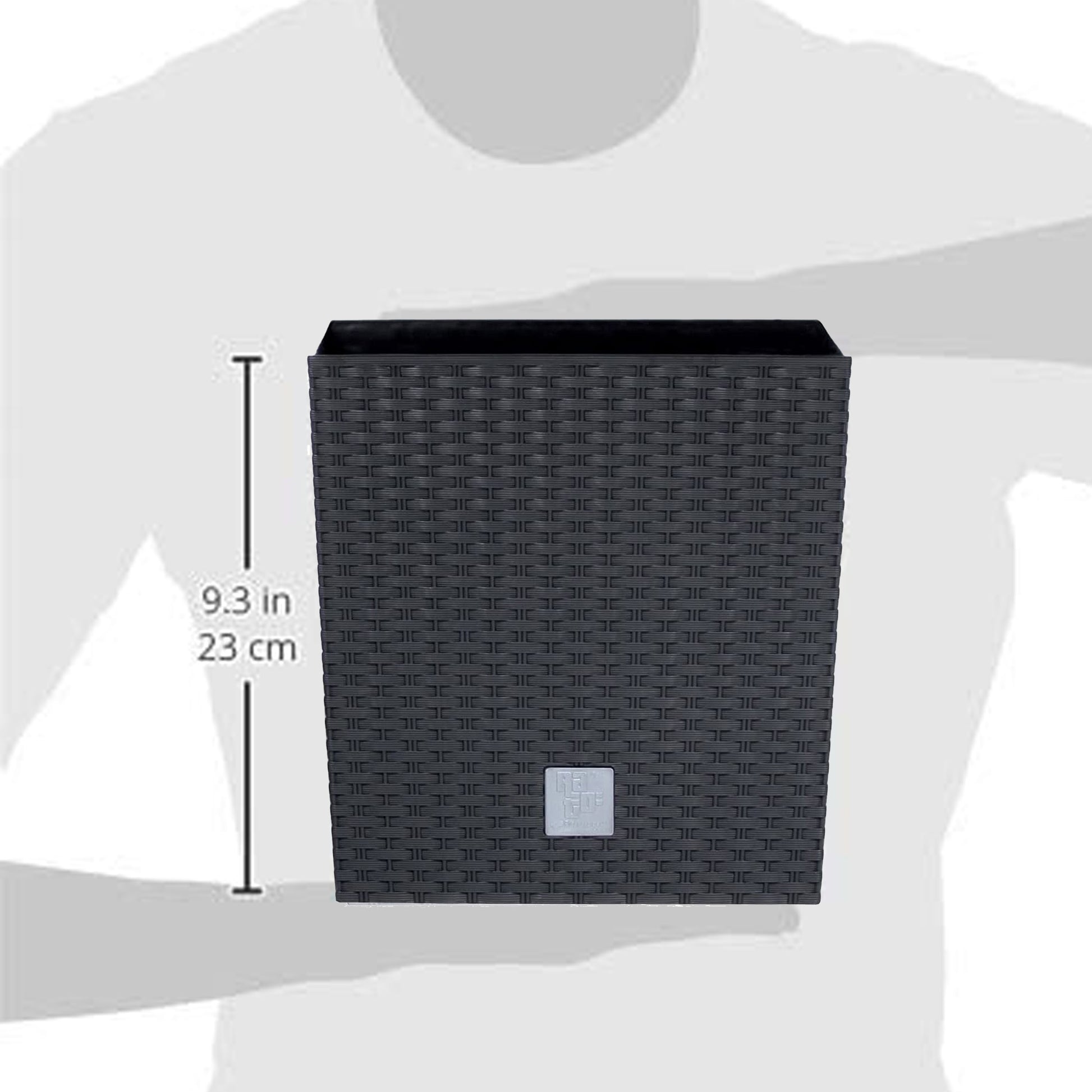 Maceta Rato 10 Litros Con Cubilete Para Plantar En Color Antracita 22,3 X 22,3 X 22,8 Cm._1