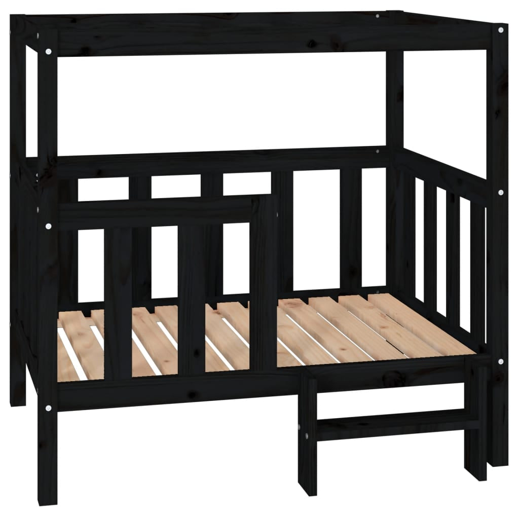 Vidaxl Cama Para Perros Madera Maciza De Pino Negro 105,5x83,5x100 Cm_0