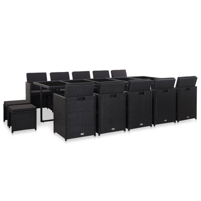 Vidaxl Set Comedor De Jardín 15 Piezas Y Cojines Ratán Sintético Negro_0
