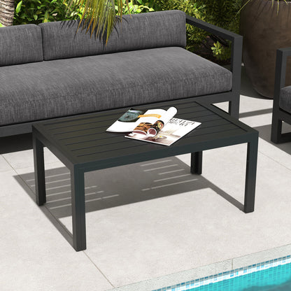 Outsunny Mesa De Centro De Jardín Rectangular De Acero 101,5x61x46 Cm Negro_1