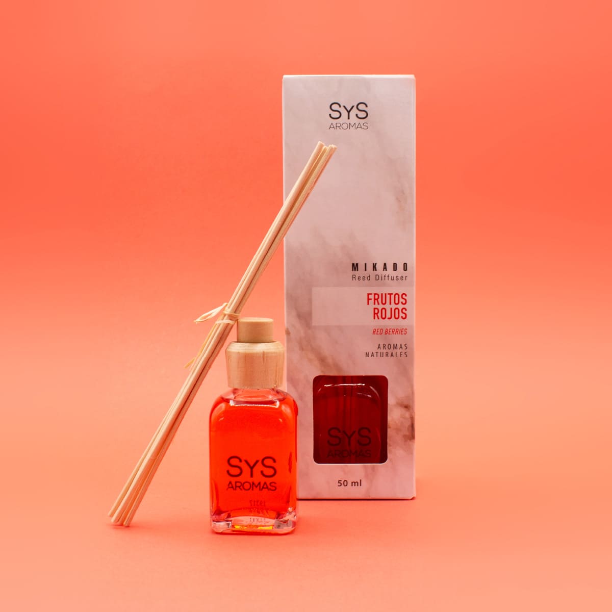 Ambientador Mikado Frutos Rojos Mármol SYS Aromas 50 ml | Aroma Afrutado y Dulce | Estimulante_3