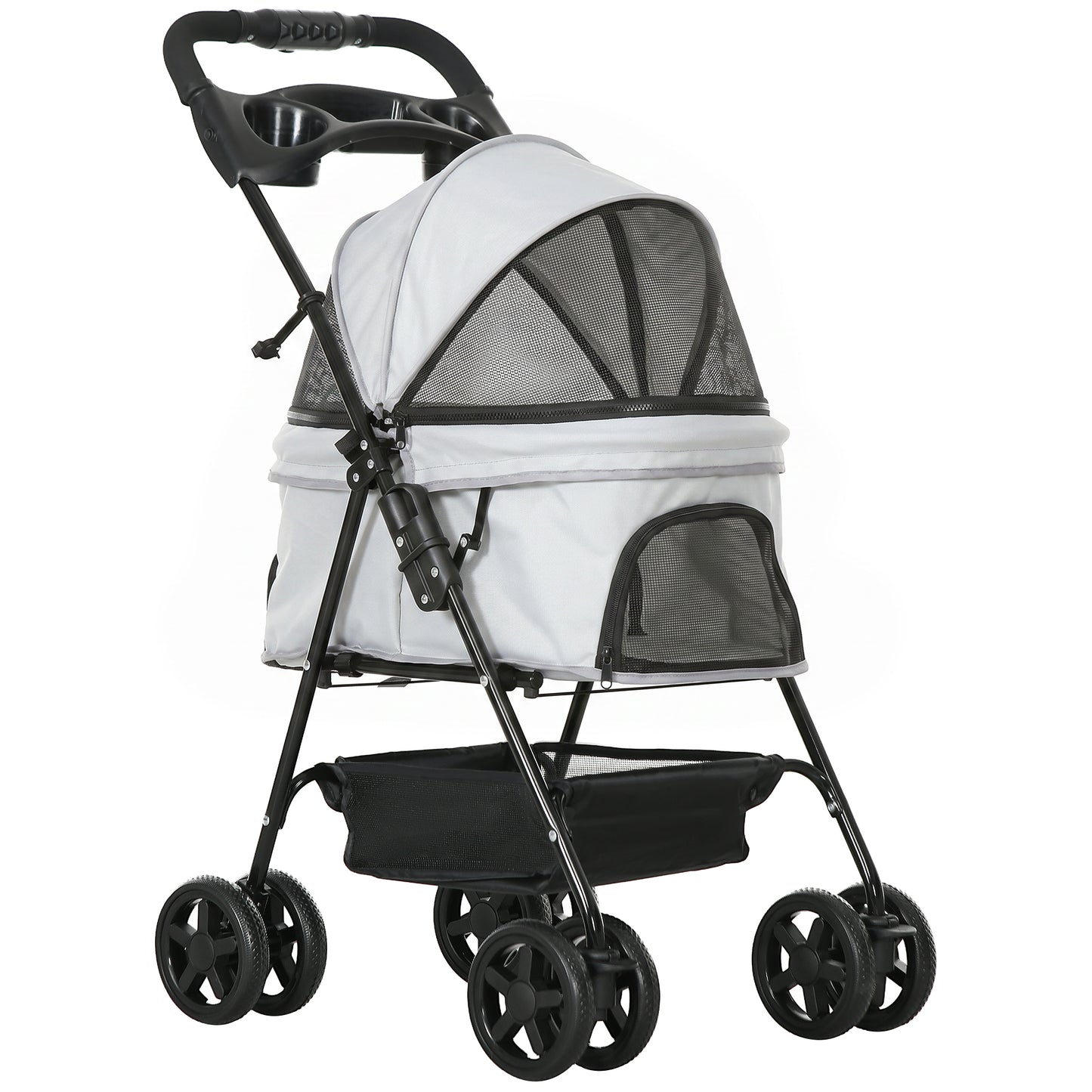 Pawhut Cochecito Para Perros Plegable Con Ruedas Universales 67x45x96 Cm Gris_0