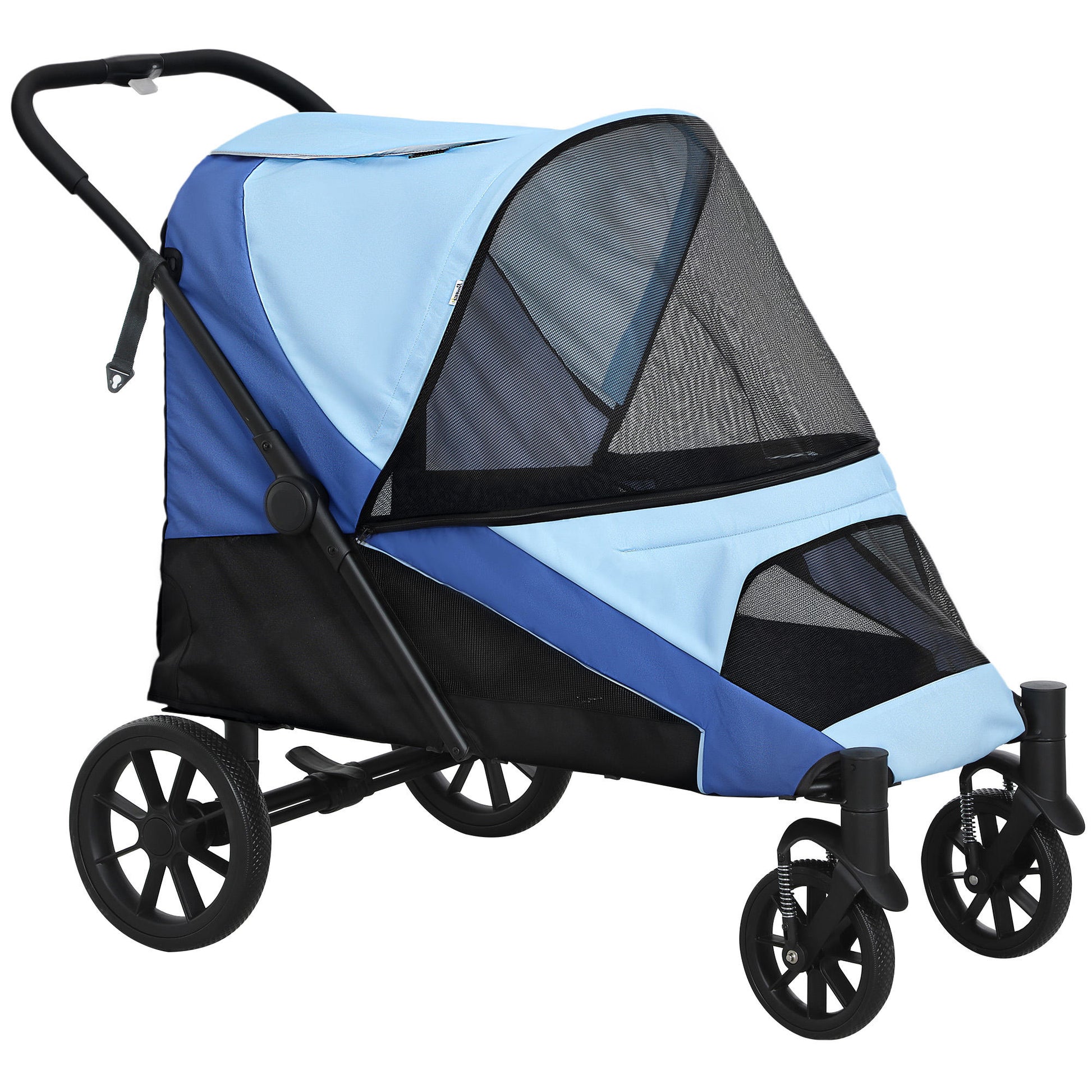 Pawhut Cochecito Para Perros Plegable Con Marco Amortiguador 124x67x100 Cm Azul_0