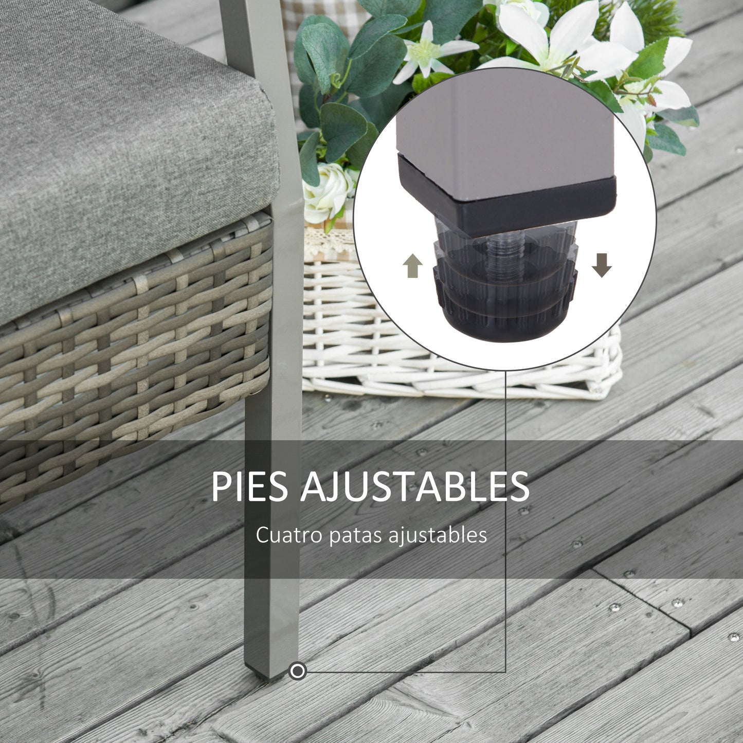 Outsunny Sofá De Ratán Dos Plazas Con Cojín Desmontable Sillón Mueble De Jardín_5