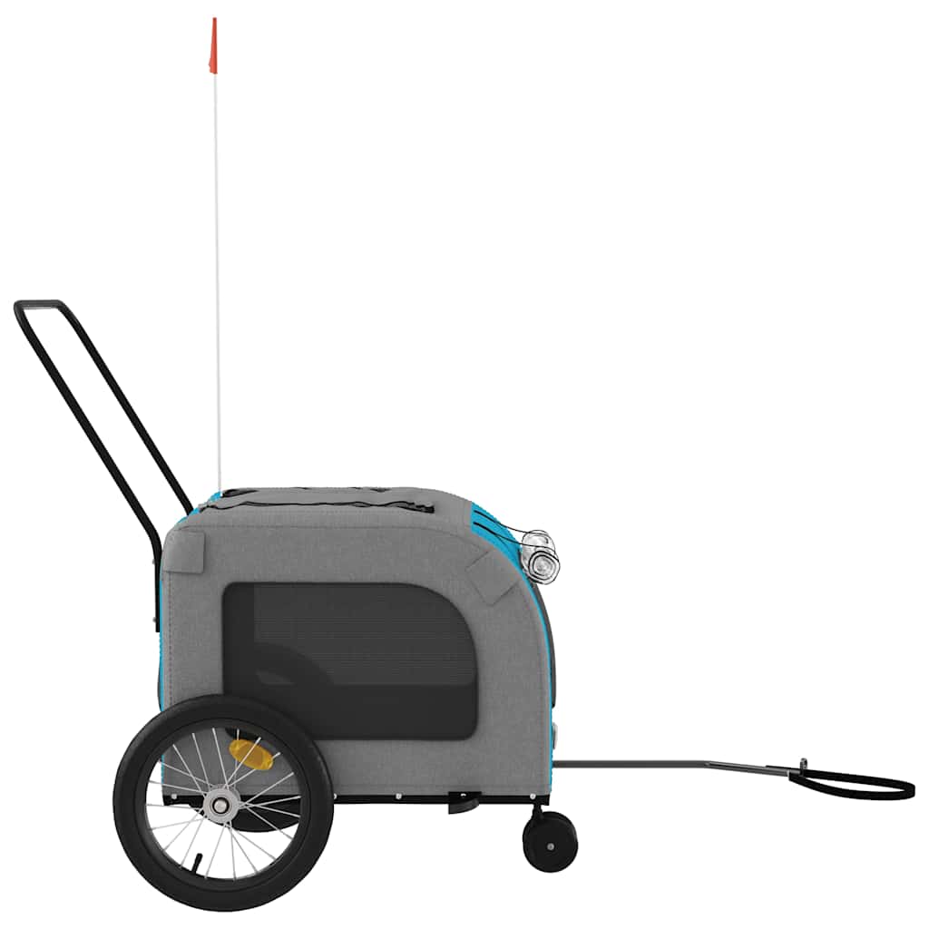 Remolque De Bicicleta Mascotas Hierro Tela Oxford Azul Gris_5