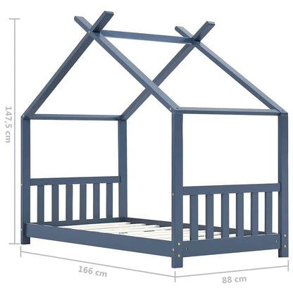 Vidaxl Estructura De Cama Infantil Madera Maciza Pino Gris 80x160 Cm_2