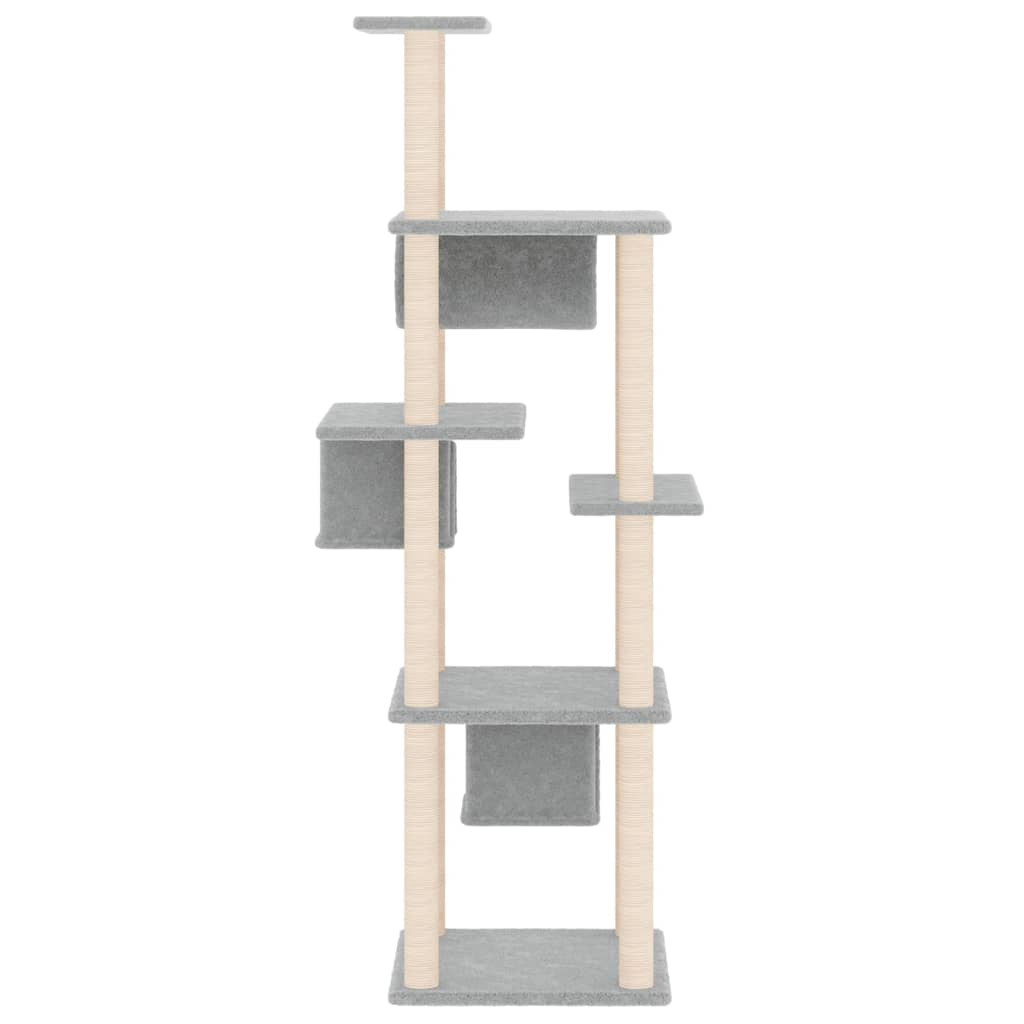 Rascador Para Gatos Con Postes De Sisal Gris Claro 169 Cm_3