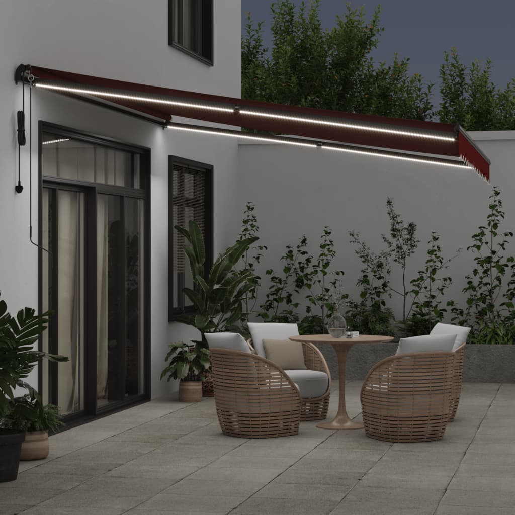 Toldo Retráctil Automático Con Leds Color Burdeos 400x350 Cm_2