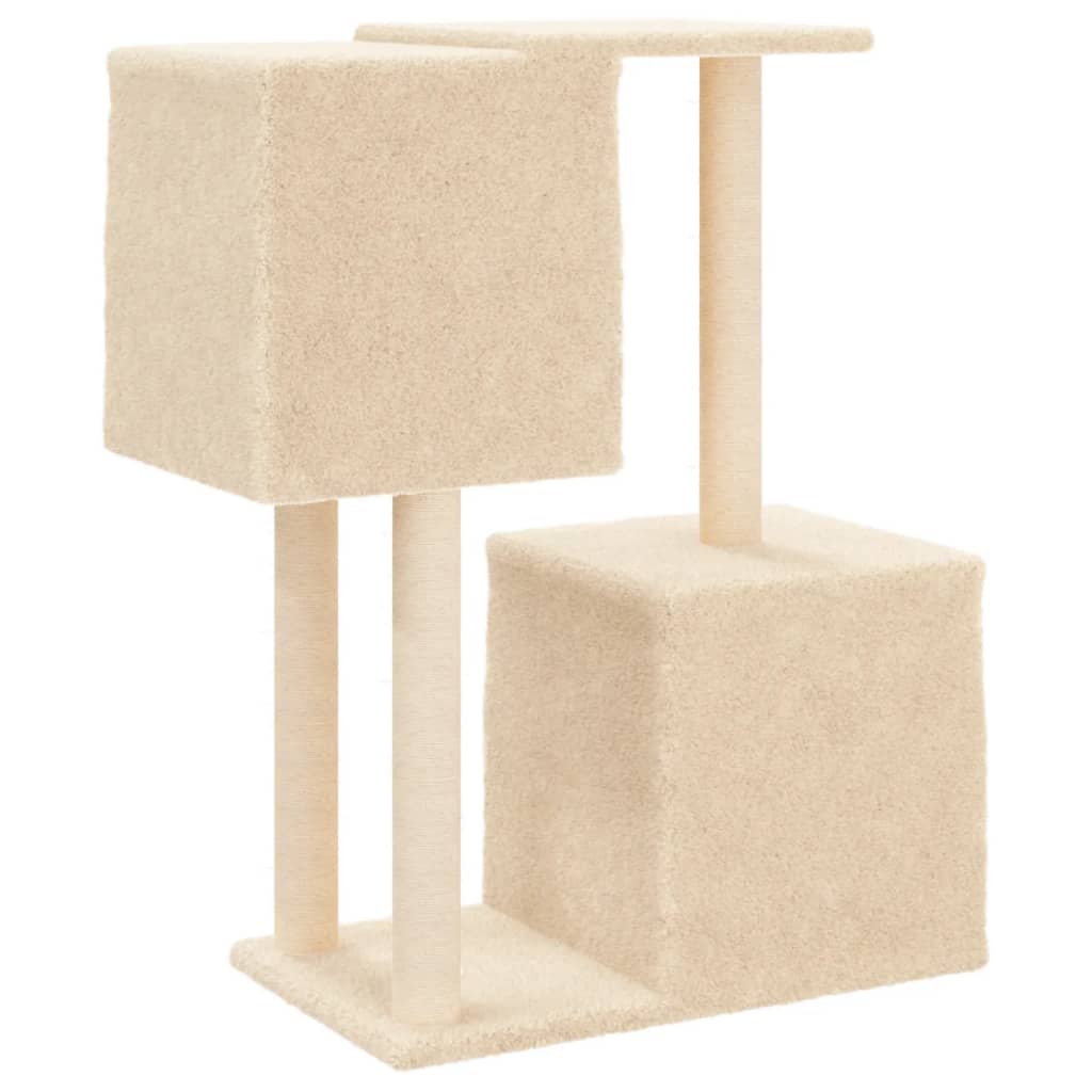 Rascador Para Gatos Con Postes De Sisal Color Crema 86 Cm_5