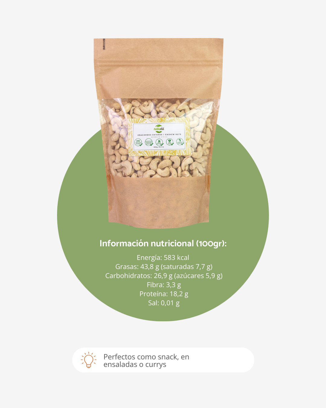 Anacardos Crudos Naturales Natuvid | 1 kg | PREMIUM | Sin tostar y sin sal | 100 % Naturales | Origen Africano | Vegano_3
