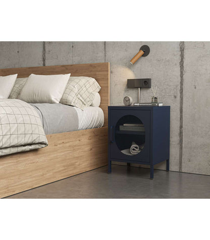 Mesita De Noche Para Dormitorio Dora 1 Puerta Acabado En Metal Azul , 40cm(ancho) 60cm(alt_1