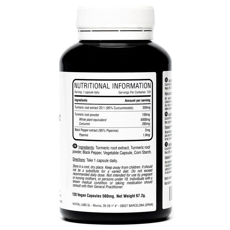 Cúrcuma 6000 mg con Pimienta Negra Hivital 120 cápsulas Veganas
