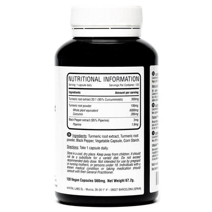 Cúrcuma 6000 mg con Pimienta Negra Hivital 120 cápsulas Veganas