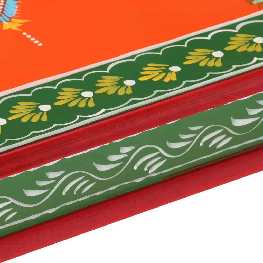 Mesa De Centro Madera Maciza De Mango Naranja Pintada A Mano_3