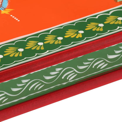 Mesa De Centro Madera Maciza De Mango Naranja Pintada A Mano_3