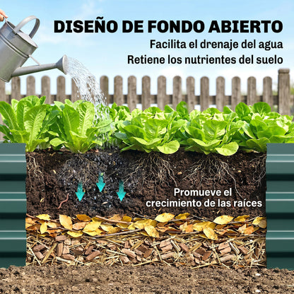 Outsunny Jardinera Elevada De Acero Galvanizado Con Fondo Abierto Verde_5