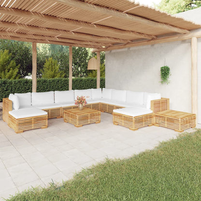 Vidaxl Juego Muebles De Jardín 12 Piezas Y Cojines Madera Maciza Teca_1