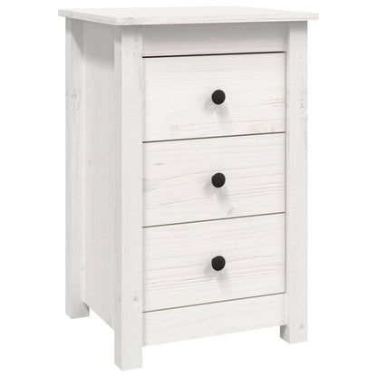 Mesita De Noche Madera Maciza De Pino Blanco 40x35x61,5 Cm_0