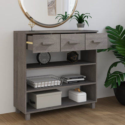 Mesa Consola Hamar Madera Maciza De Pino Gris Claro 90x35x90 Cm_1