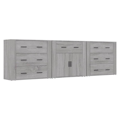 Aparadores 3 Piezas Madera Contrachapada Gris Sonoma_1