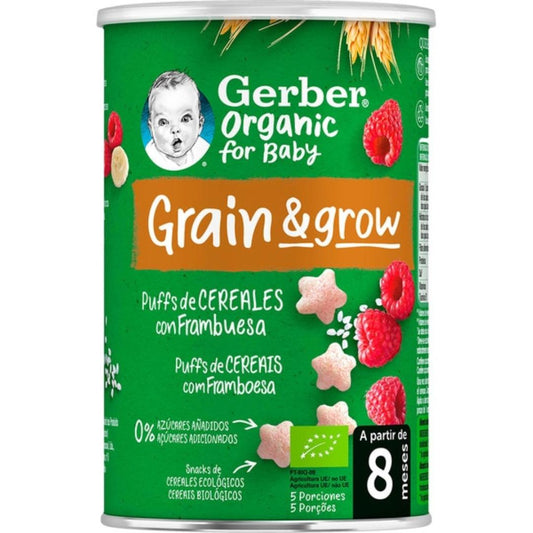 Snack orgánico de Trigo y Arroz con Frambuesa Gerber Organic 35 g