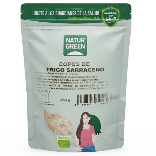 Copos de Trigo Sarraceno BIO Sin Gluten Naturgreen, 250 g