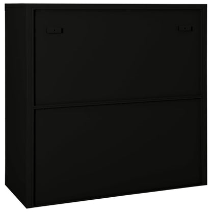 Armario Con Puerta Corredera Acero Negro 90x40x90 Cm_3