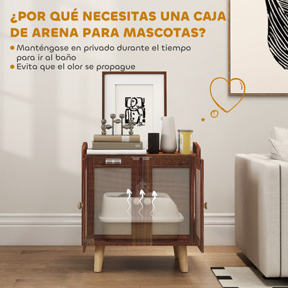 Pawhut Mueble Arenero Para Gatos Con Puertas Con Esteras De Sisal Marrón_4