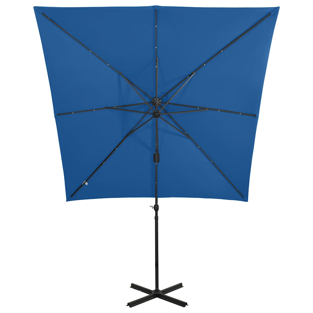 Vidaxl Sombrilla Jardín Voladiza Palo Y Luces Led Azul Celeste 250 Cm_4