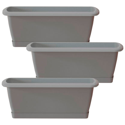 3x Jardinera Respana Con Soporte De Plastico En Color Gris Piedra 78,6 (largo) X 18,4 (ancho) X 14,5 (alto) Cm_0