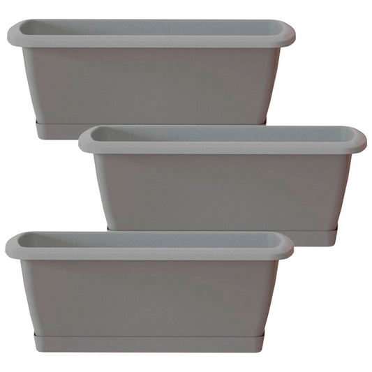 3x Jardinera Respana Con Soporte De Plastico En Color Gris Piedra 78,6 (largo) X 18,4 (ancho) X 14,5 (alto) Cm_0