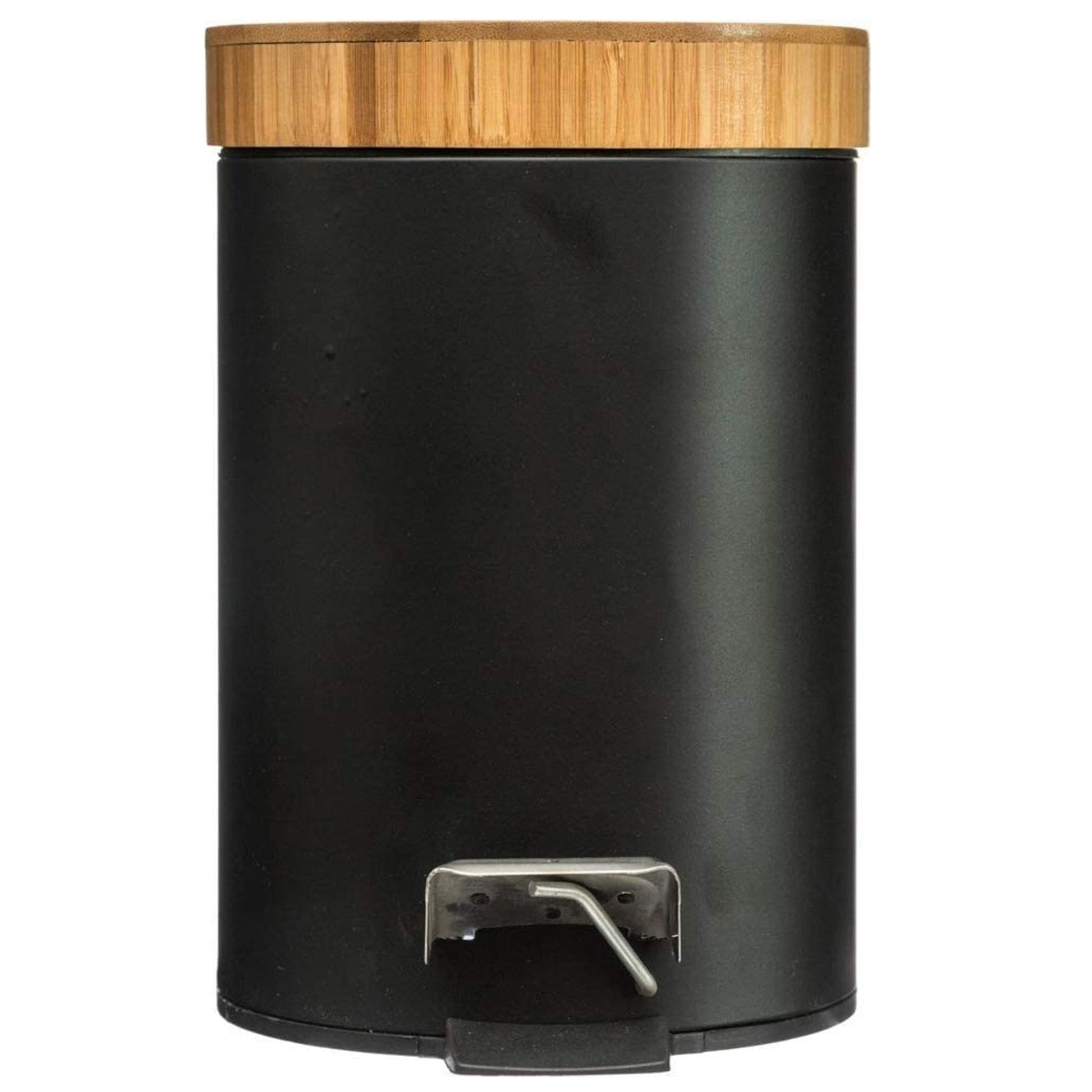 Cubo Pedal 3l Metal Bamboo Negro