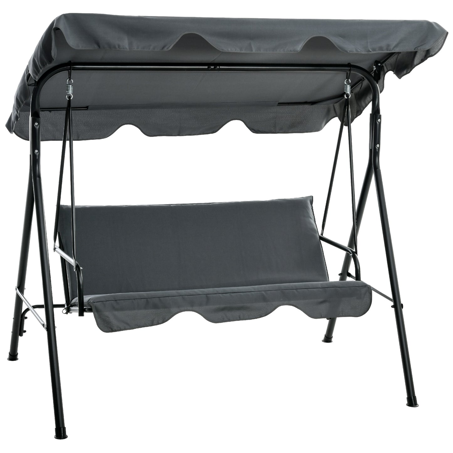 Outsunny Columpio De Jardín De 3 Plazas Con Techo Ajustable 172x110x153cm Gris_0