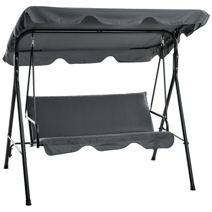 Outsunny Columpio De Jardín De 3 Plazas Con Techo Ajustable 172x110x153cm Gris_0