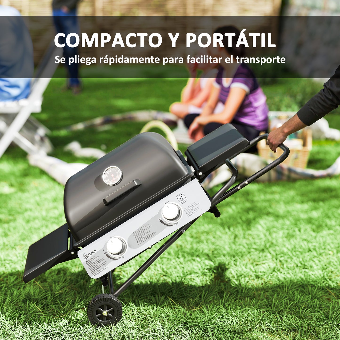 Outsunny Barbacoa De Gas Con 2 Quemadores De Acero Inoxidable 5_3