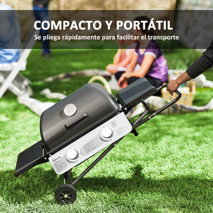 Outsunny Barbacoa De Gas Con 2 Quemadores De Acero Inoxidable 5_3