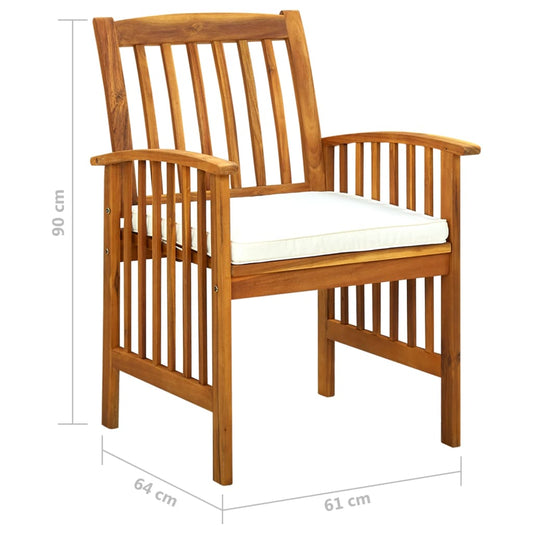 Set Comedor De Jardín 7 Pzas Y Cojines Madera Maciza De Acacia / Vetonek_0